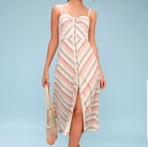 Free People XS Ivory Midi Button Dress